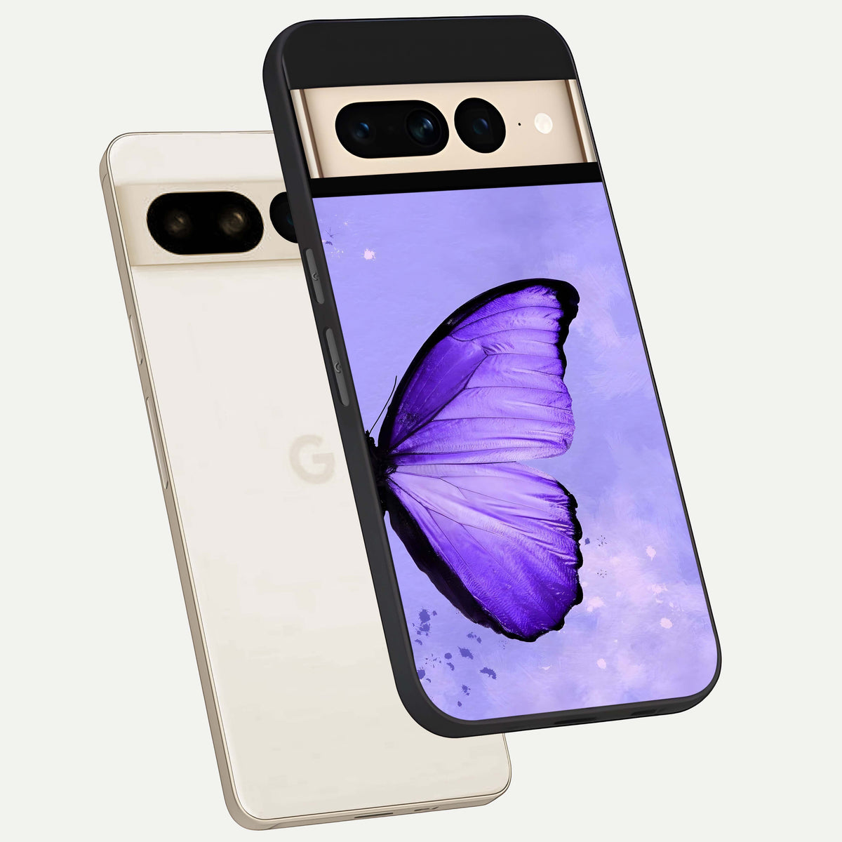  Violet Dream Wing phone case For Google Pixel 7 Pro showing premium glass back cover with detailed artwork