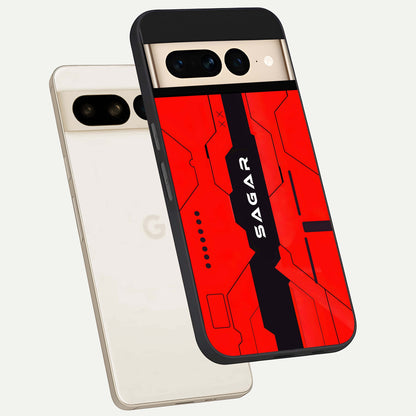  Voltage Rise CYBERPUNK Custom Name phone case For Google Pixel 7 Pro showing premium custom name glass back cover