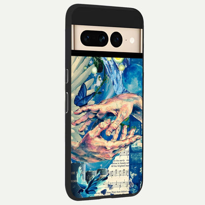 Aesthetic Divider back cover For Google Pixel 7 Pro slim fit glass case with vibrant aesthetic design