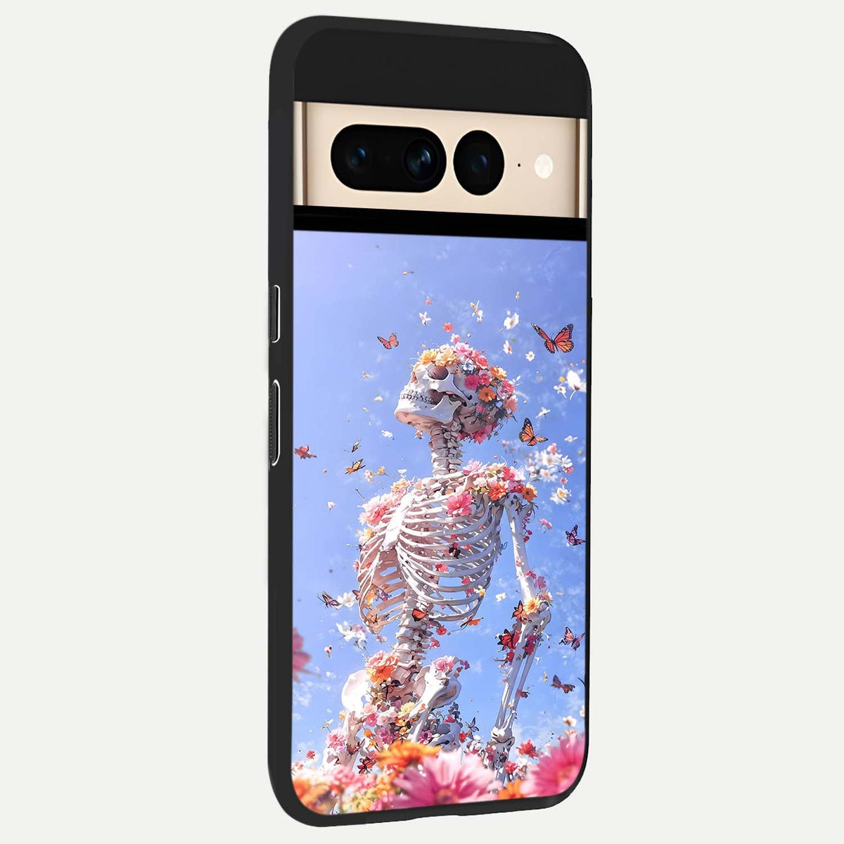  Bloom Beyond Bones back cover For Google Pixel 7 Pro slim fit glass case with vibrant aesthetic design