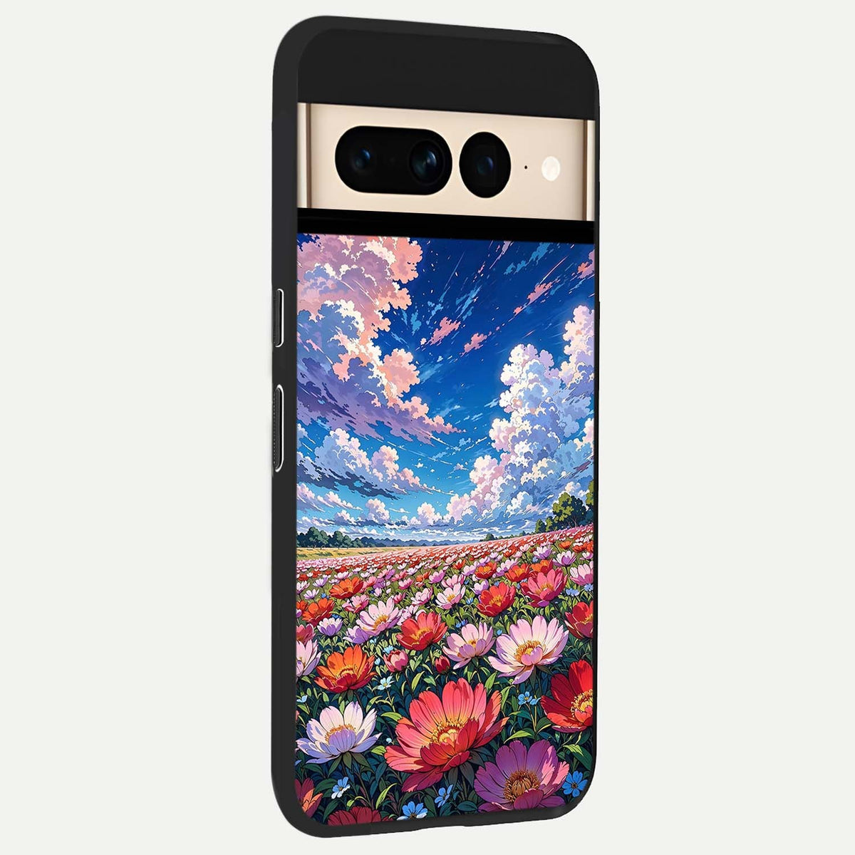  Blossom Sky Field back cover For Google Pixel 7 Pro slim fit glass case with vibrant aesthetic design