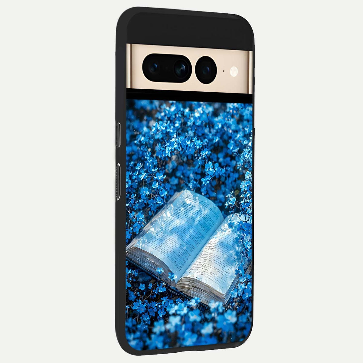  Blue Bloom Tales back cover For Google Pixel 7 Pro slim fit glass case with vibrant aesthetic design