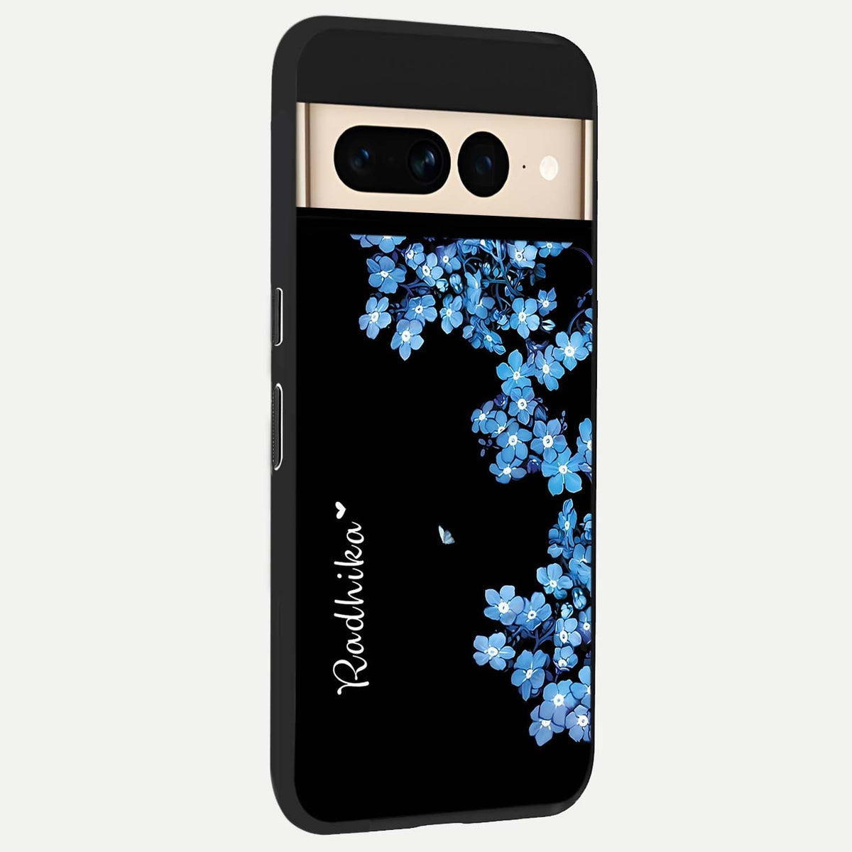  Blue Petal Dream Custom Name back cover For Google Pixel 7 Pro slim fit glass case with vibrant aesthetic design