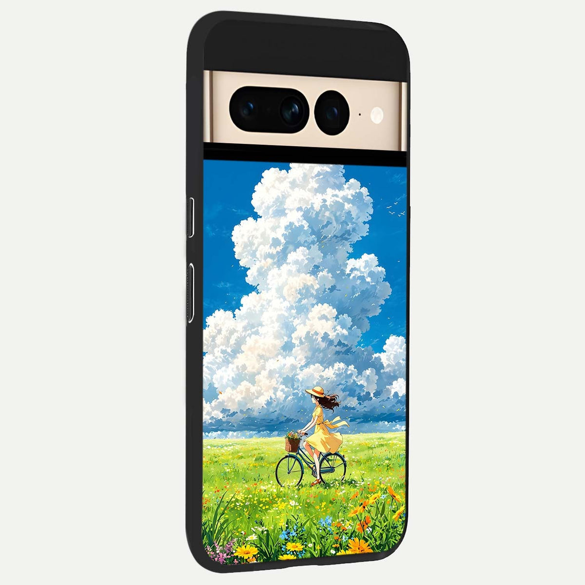 Breezy Meadow Ride back cover For Google Pixel 7 Pro slim fit glass case with vibrant aesthetic design