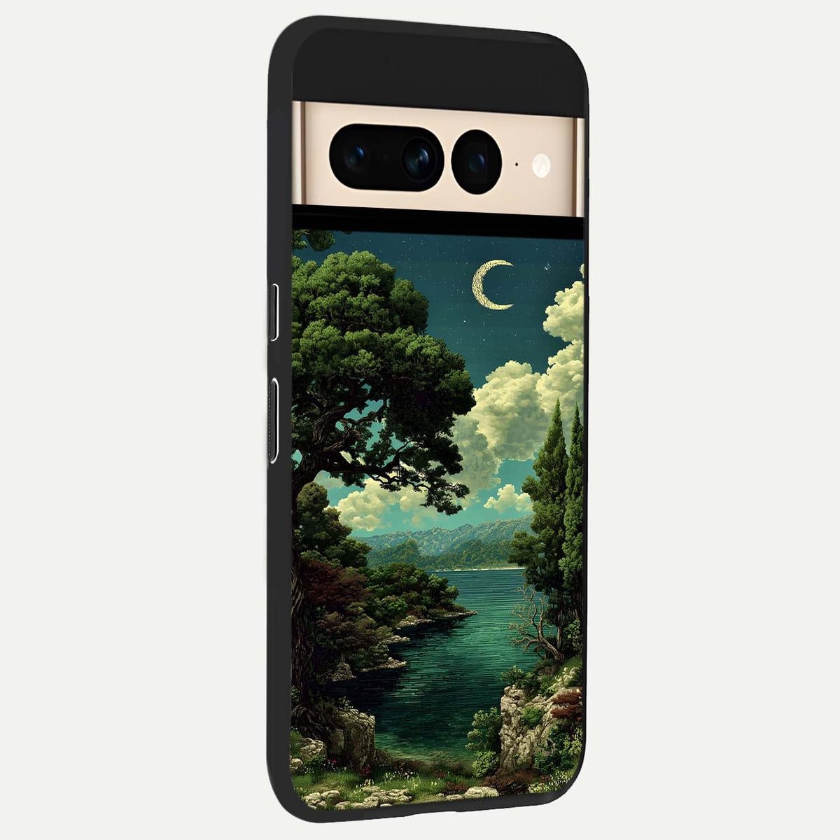  Celestial Lake Peace back cover For Google Pixel 7 Pro slim fit glass case with vibrant aesthetic design