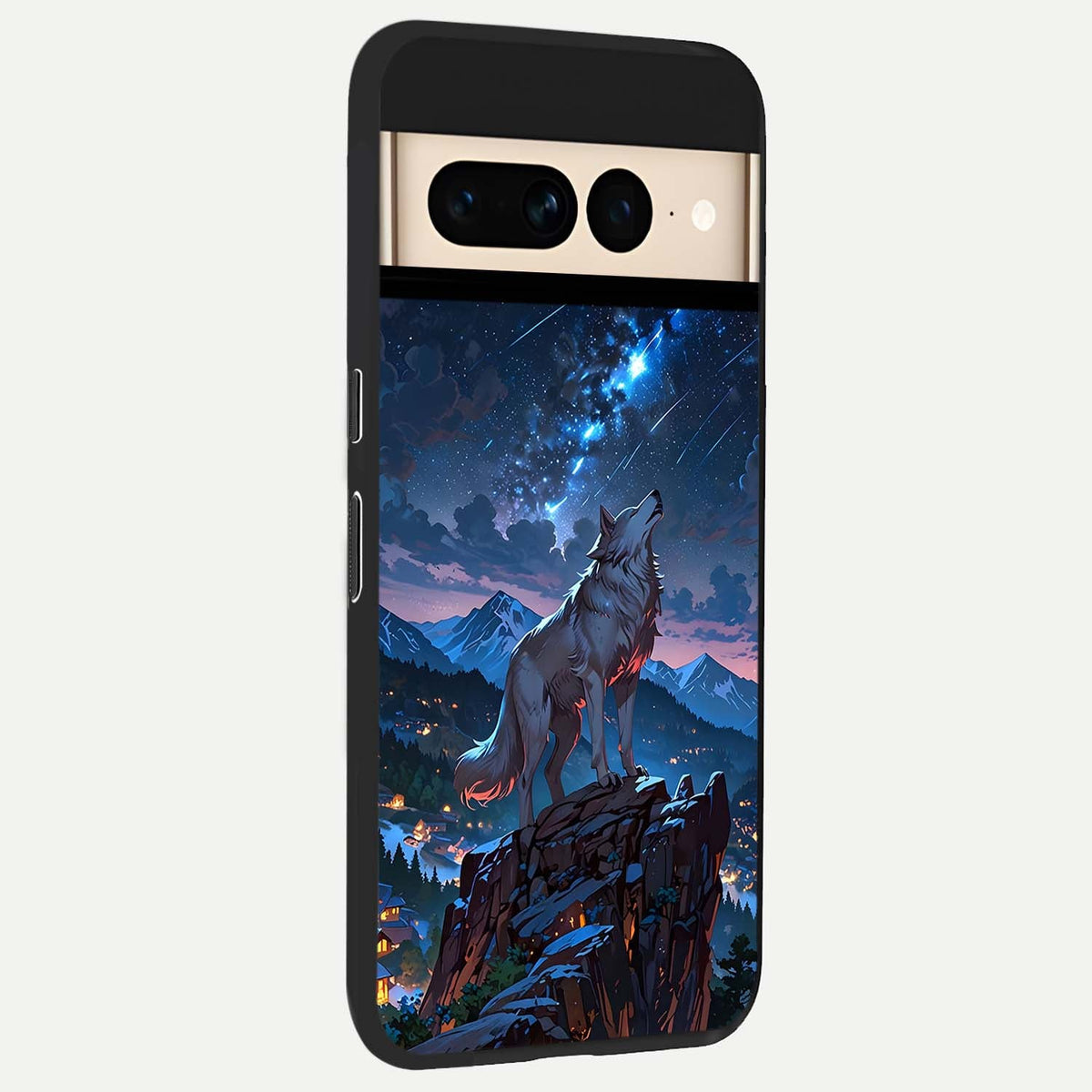  Celestial Wolf Howl back cover For Google Pixel 7 Pro slim fit glass case with vibrant aesthetic design