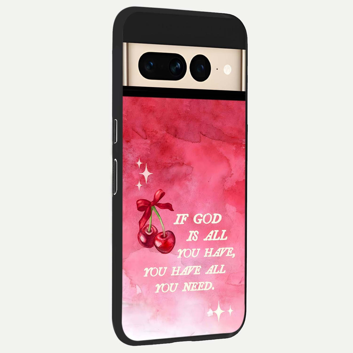  Cherry Quote back cover For Google Pixel 7 Pro slim fit glass case with vibrant aesthetic design
