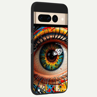  Colorful Eye back cover For Google Pixel 7 Pro slim fit glass case with vibrant aesthetic design