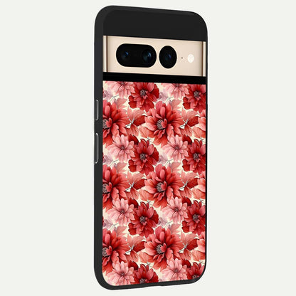  Crimson Love Petals back cover For Google Pixel 7 Pro slim fit glass case with vibrant aesthetic design