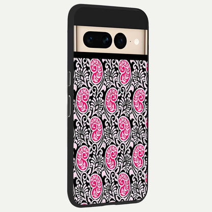  Crimson Paisley Charm back cover For Google Pixel 7 Pro slim fit glass case with vibrant aesthetic design
