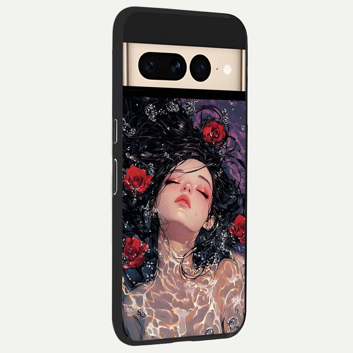  Crimson Rose Serenity back cover For Google Pixel 7 Pro slim fit glass case with vibrant aesthetic design