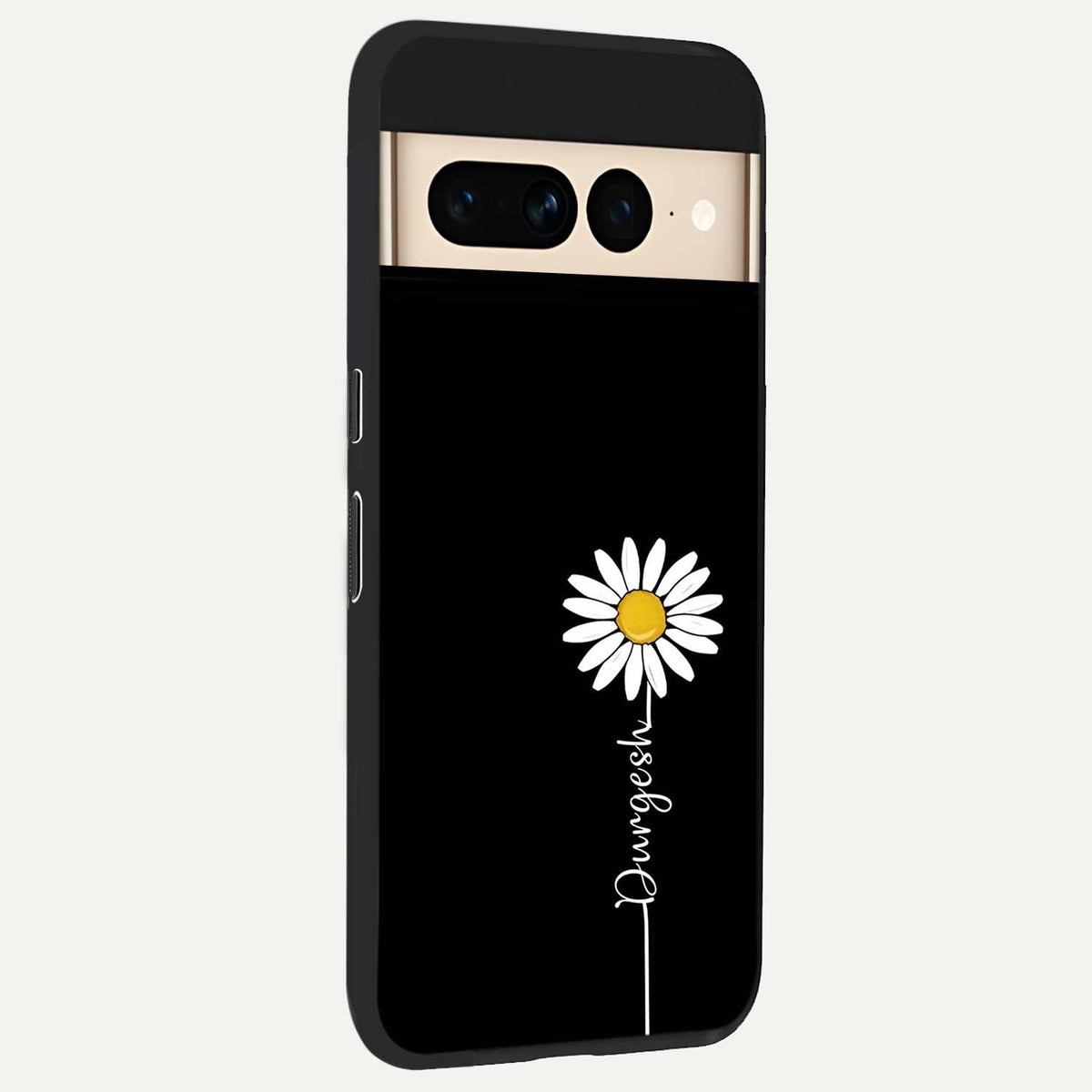  Custom Name White Flower back cover For Google Pixel 7 Pro slim fit glass case with vibrant aesthetic design