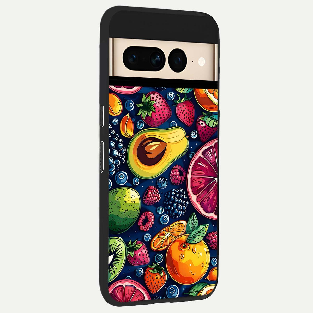  Cute Fruits Art back cover For Google Pixel 7 Pro slim fit glass case with vibrant aesthetic design