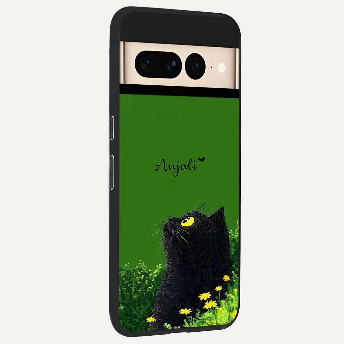  Emerald Cat Custom Name back cover For Google Pixel 7 Pro slim fit glass case with vibrant aesthetic design