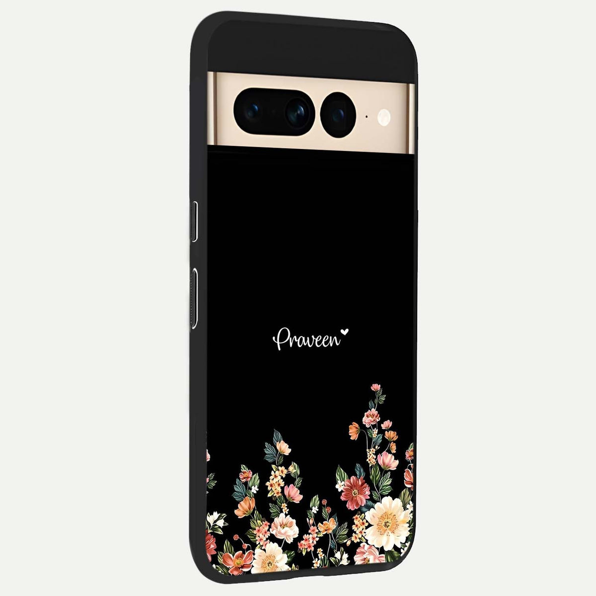  Floral Design Personalized Custom Name back cover For Google Pixel 7 Pro slim fit glass case with vibrant aesthetic design