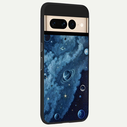  Galaxy Dream Space back cover For Google Pixel 7 Pro slim fit glass case with vibrant aesthetic design