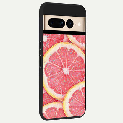  Glitter Grapefruit back cover For Google Pixel 7 Pro slim fit glass case with vibrant aesthetic design