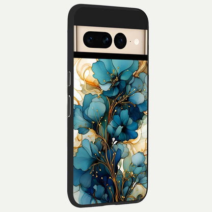  Golden Bloom Symphony back cover For Google Pixel 7 Pro slim fit glass case with vibrant aesthetic design