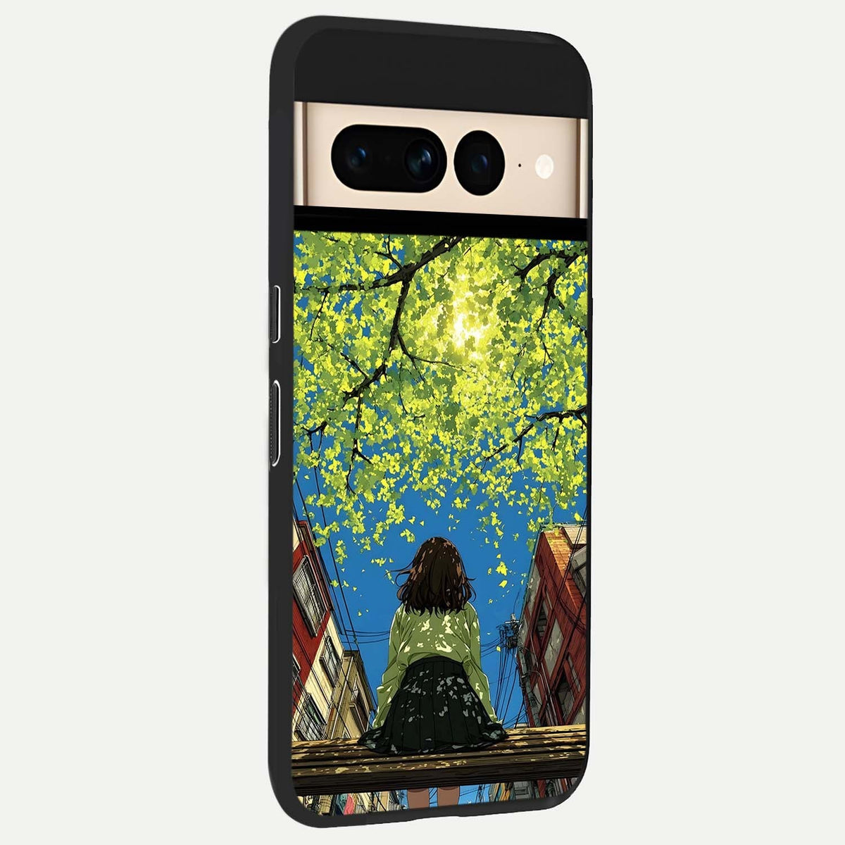  Golden Leaves Glow back cover For Google Pixel 7 Pro slim fit glass case with vibrant aesthetic design
