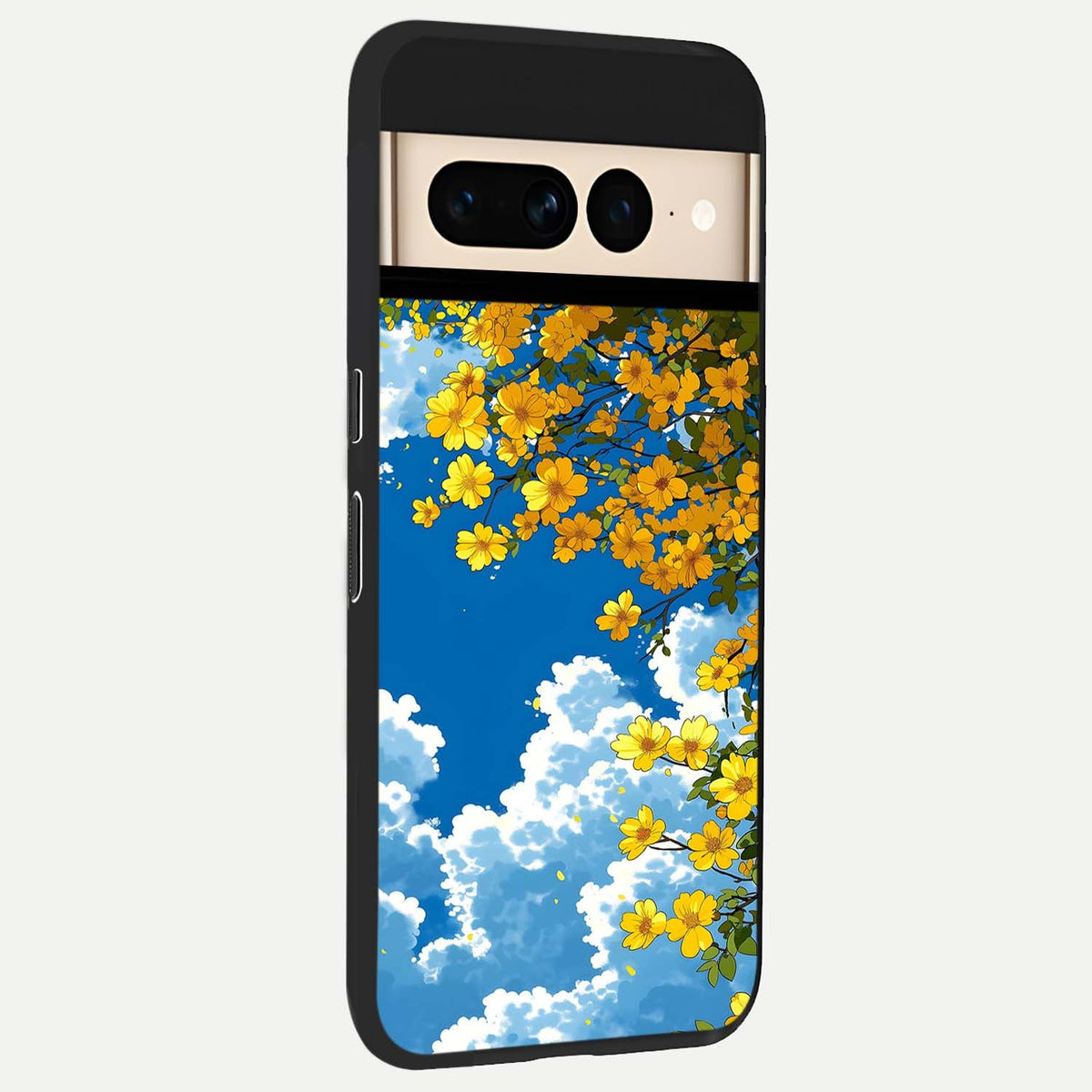  Golden Petal Sky back cover For Google Pixel 7 Pro slim fit glass case with vibrant aesthetic design