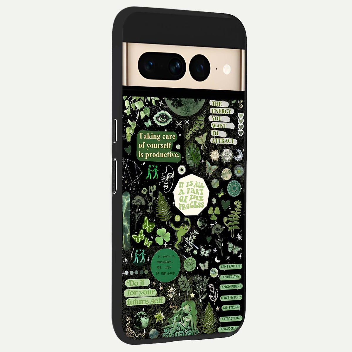  Green Mandala Pattern back cover For Google Pixel 7 Pro slim fit glass case with vibrant aesthetic design