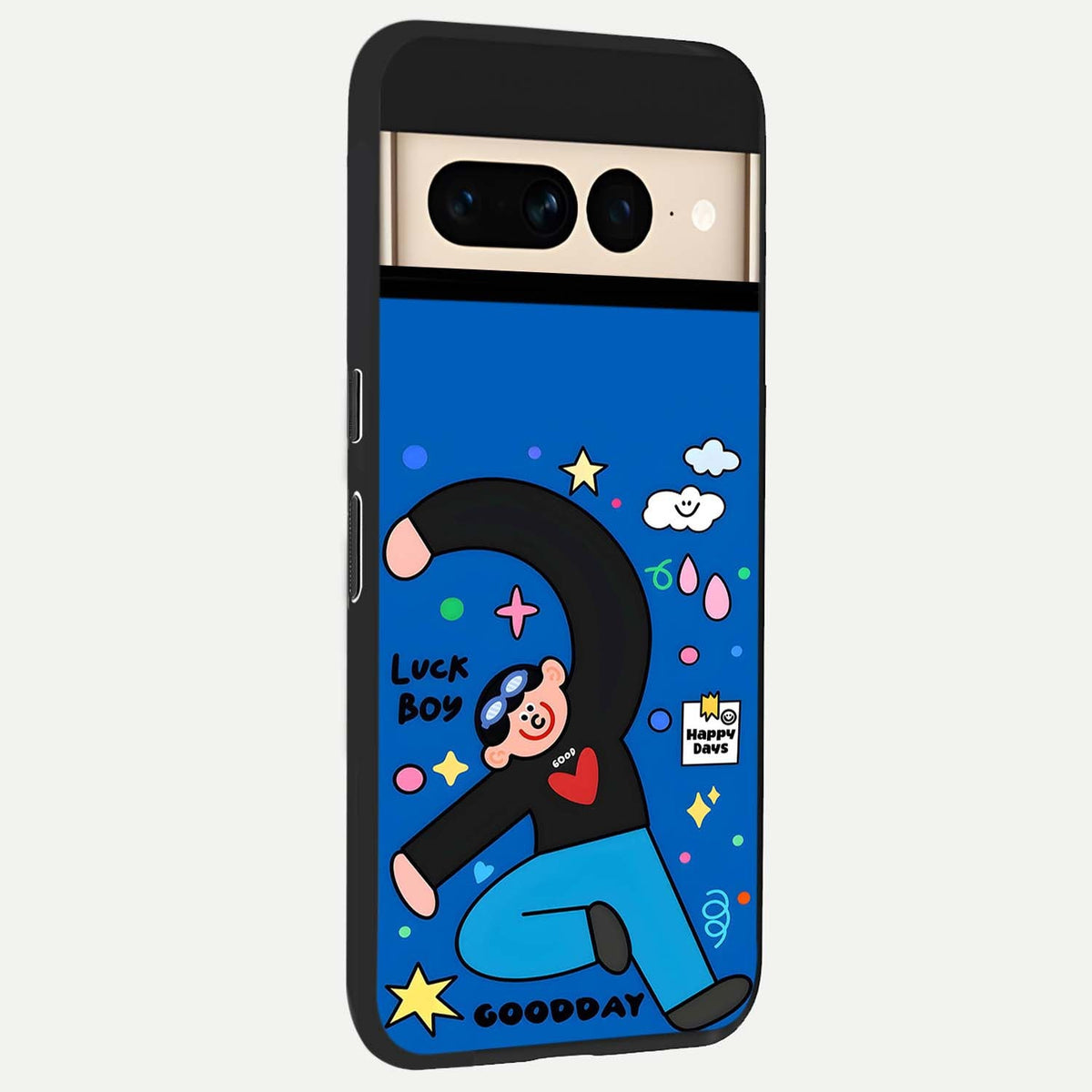  Happy Luck Vibe back cover For Google Pixel 7 Pro slim fit glass case with vibrant aesthetic design