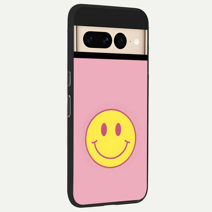  Happy Pink Mood back cover For Google Pixel 7 Pro slim fit glass case with vibrant aesthetic design
