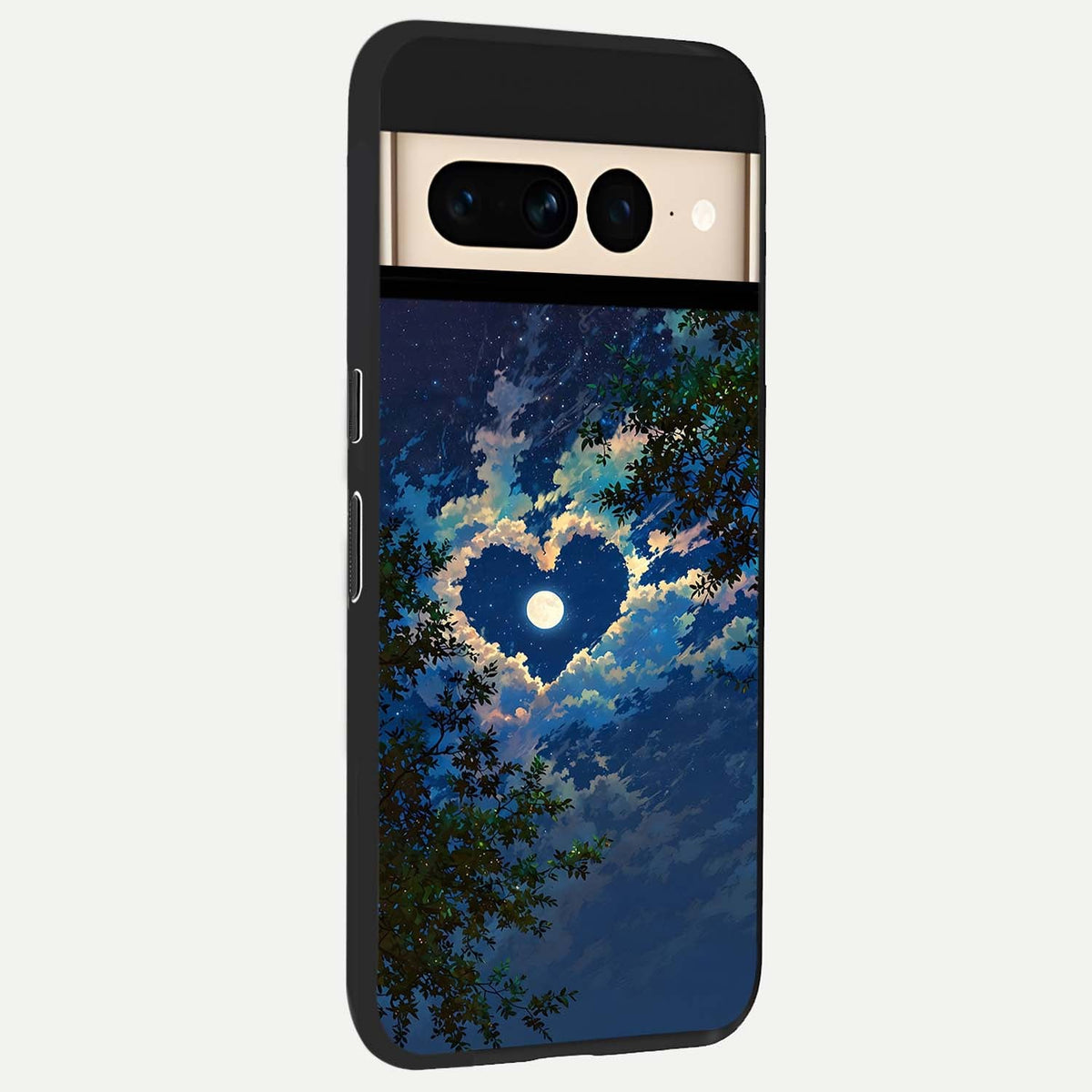  Heart With Moon Sky back cover For Google Pixel 7 Pro slim fit glass case with vibrant aesthetic design