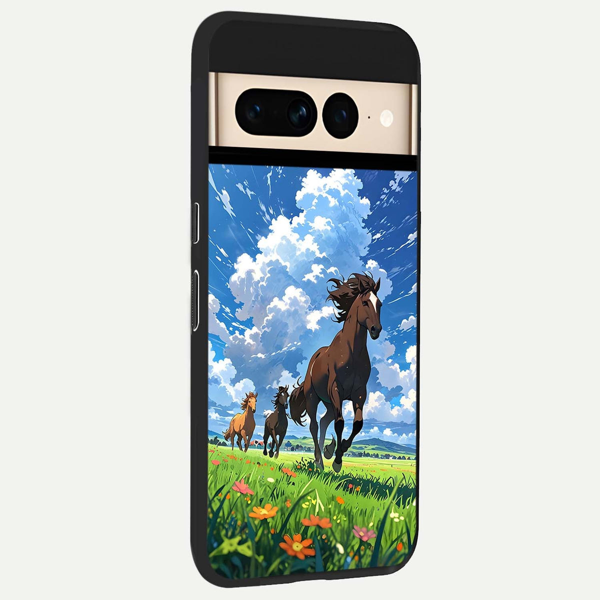  Majestic Horses Galloping back cover For Google Pixel 7 Pro slim fit glass case with vibrant aesthetic design