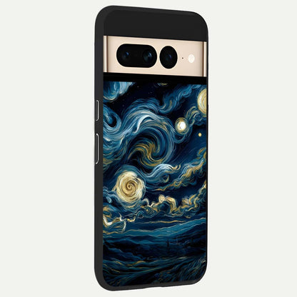  Midnight Sky Whirl back cover For Google Pixel 7 Pro slim fit glass case with vibrant aesthetic design