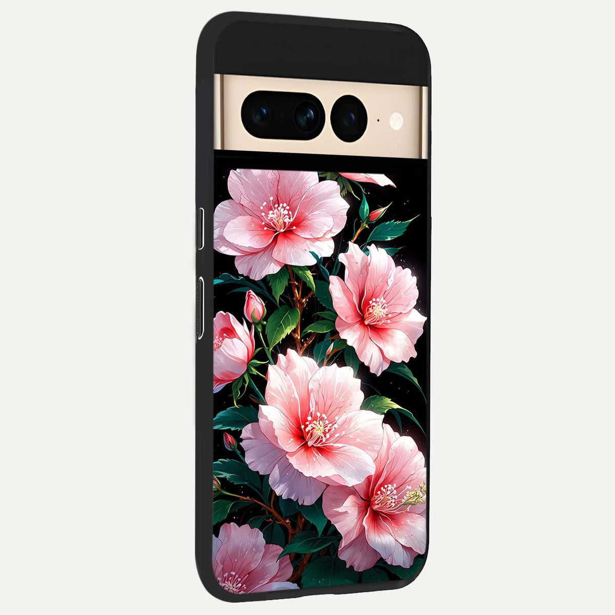  Peach Flower back cover For Google Pixel 7 Pro slim fit glass case with vibrant aesthetic design