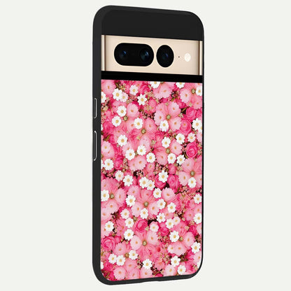  Pink Daisy Bliss back cover For Google Pixel 7 Pro slim fit glass case with vibrant aesthetic design