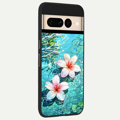  Pink Flowers in Water back cover For Google Pixel 7 Pro slim fit glass case with vibrant aesthetic design