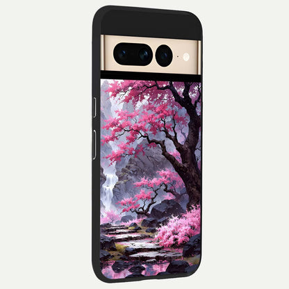  Pink Sunflower Glow back cover For Google Pixel 7 Pro slim fit glass case with vibrant aesthetic design