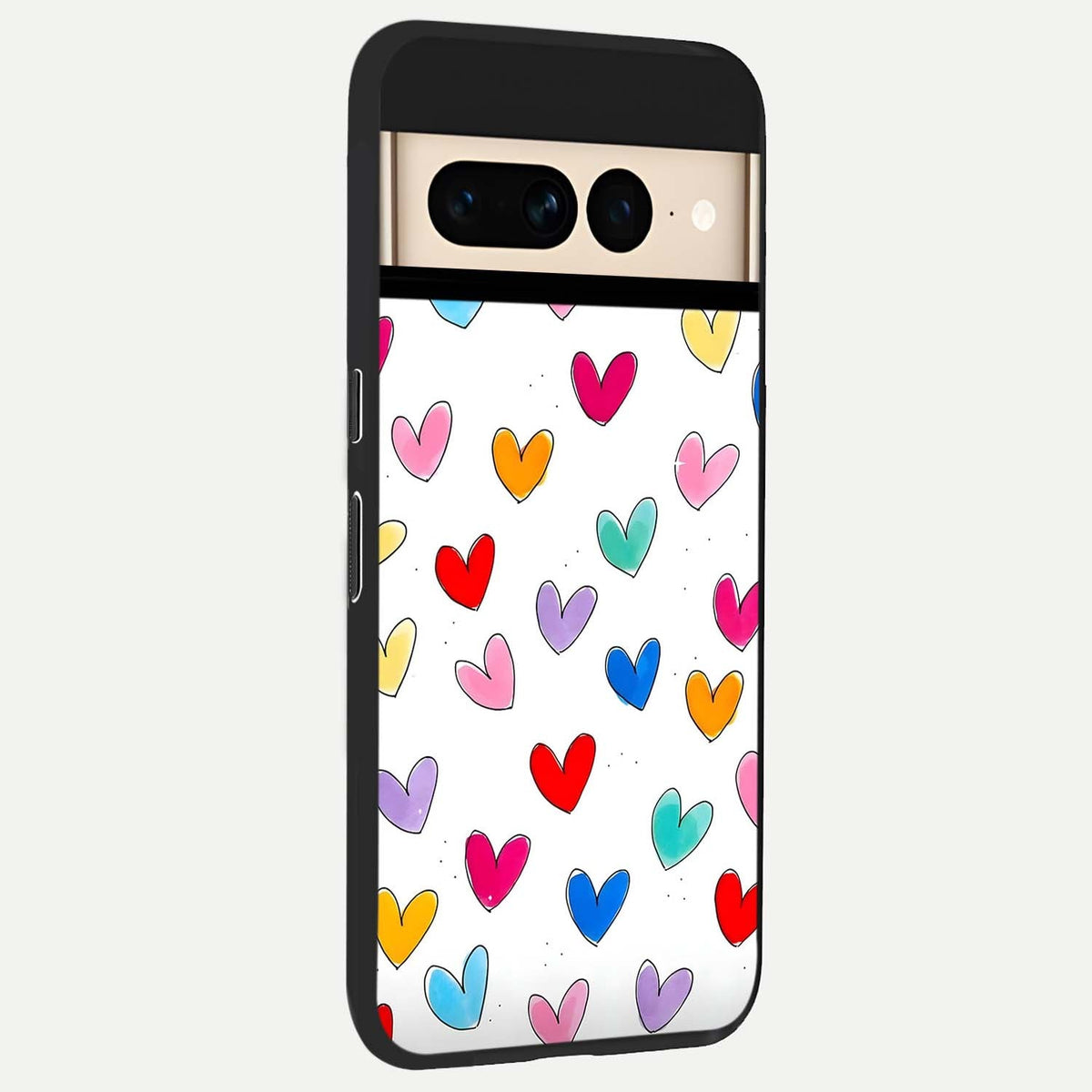  Playful Love Doodles back cover For Google Pixel 7 Pro slim fit glass case with vibrant aesthetic design