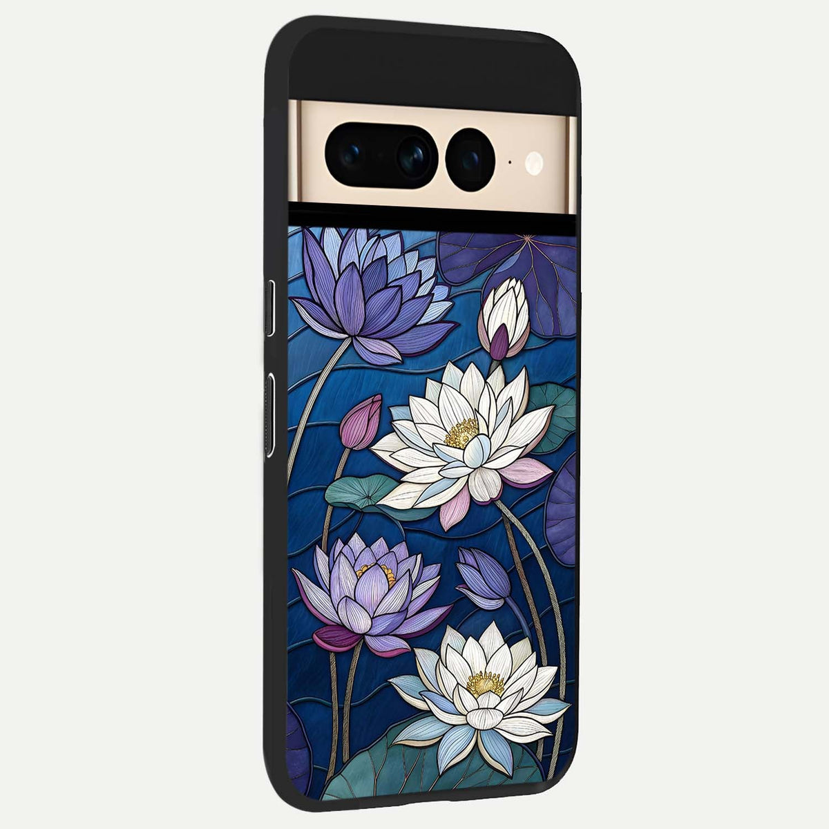  Purple Lotus Stained back cover For Google Pixel 7 Pro slim fit glass case with vibrant aesthetic design