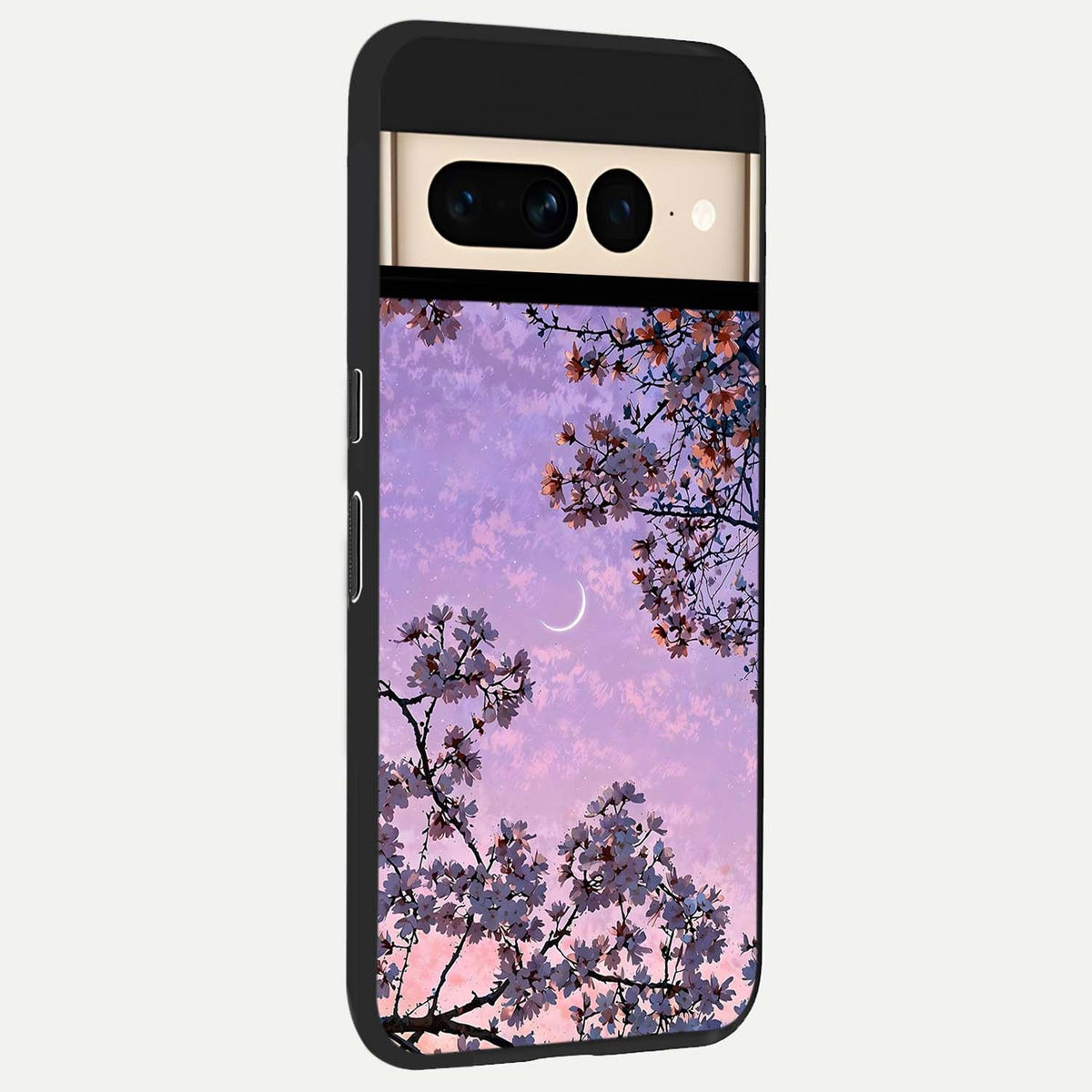  Purple Serenity Moon back cover For Google Pixel 7 Pro slim fit glass case with vibrant aesthetic design