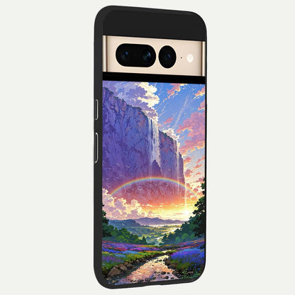  Rainbow Valley Dream back cover For Google Pixel 7 Pro slim fit glass case with vibrant aesthetic design