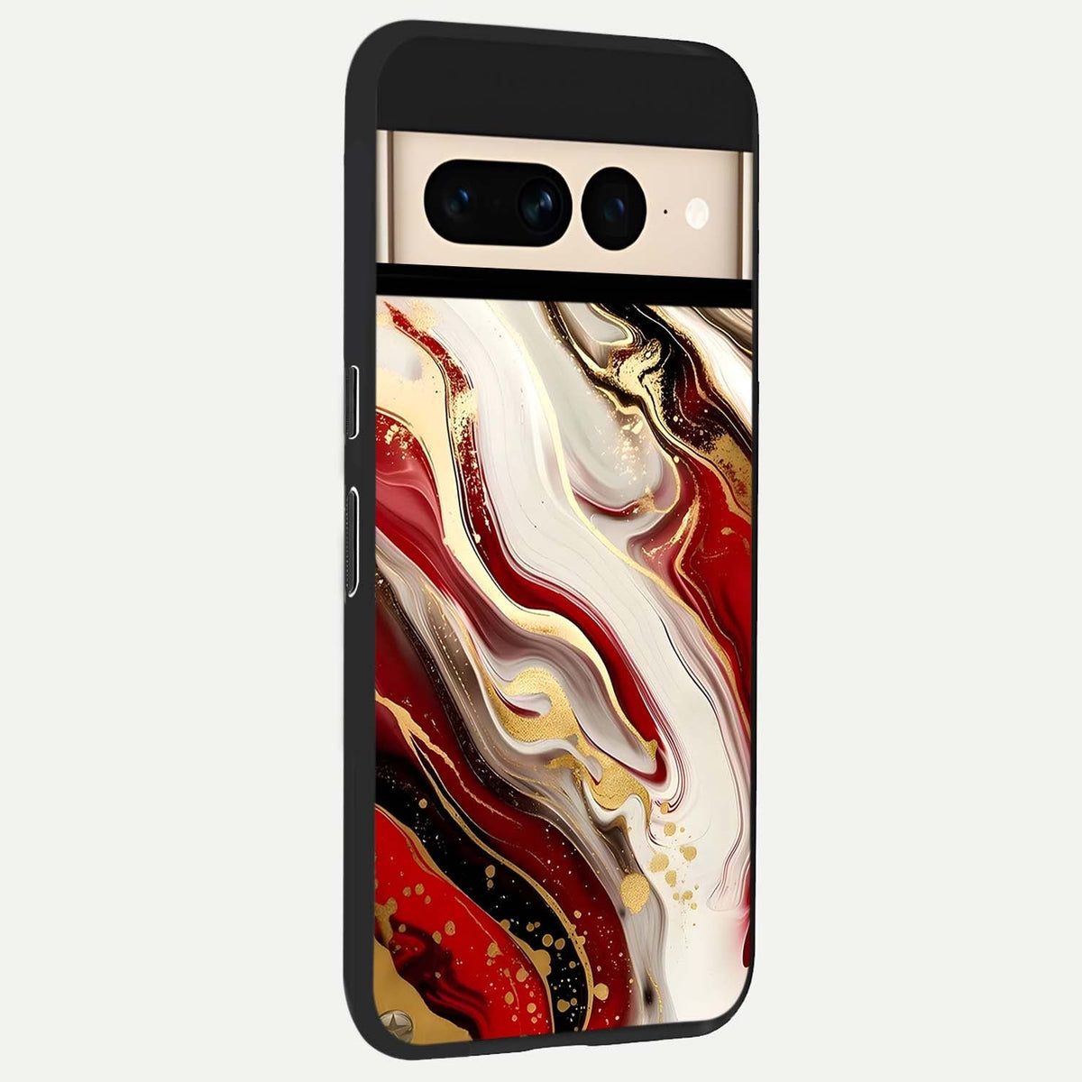  Red And White Marble back cover For Google Pixel 7 Pro slim fit glass case with vibrant aesthetic design
