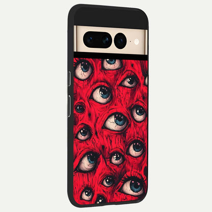  Red Eyes Pattern back cover For Google Pixel 7 Pro slim fit glass case with vibrant aesthetic design