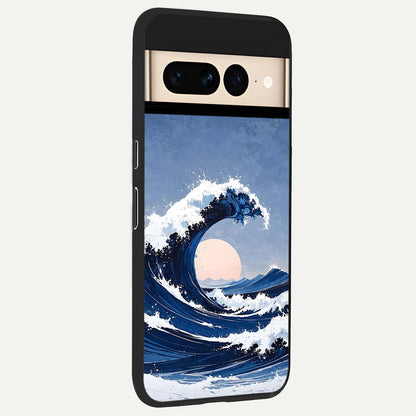  Rising Tide Power back cover For Google Pixel 7 Pro slim fit glass case with vibrant aesthetic design