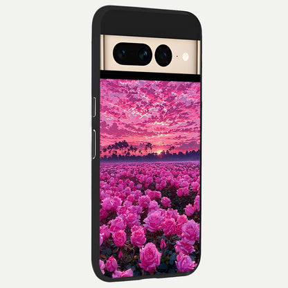 Rose Sunset Valley back cover For Google Pixel 7 Pro slim fit glass case with vibrant aesthetic design