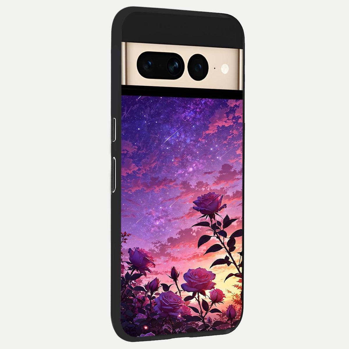  Starlit Rose Twilight back cover For Google Pixel 7 Pro slim fit glass case with vibrant aesthetic design