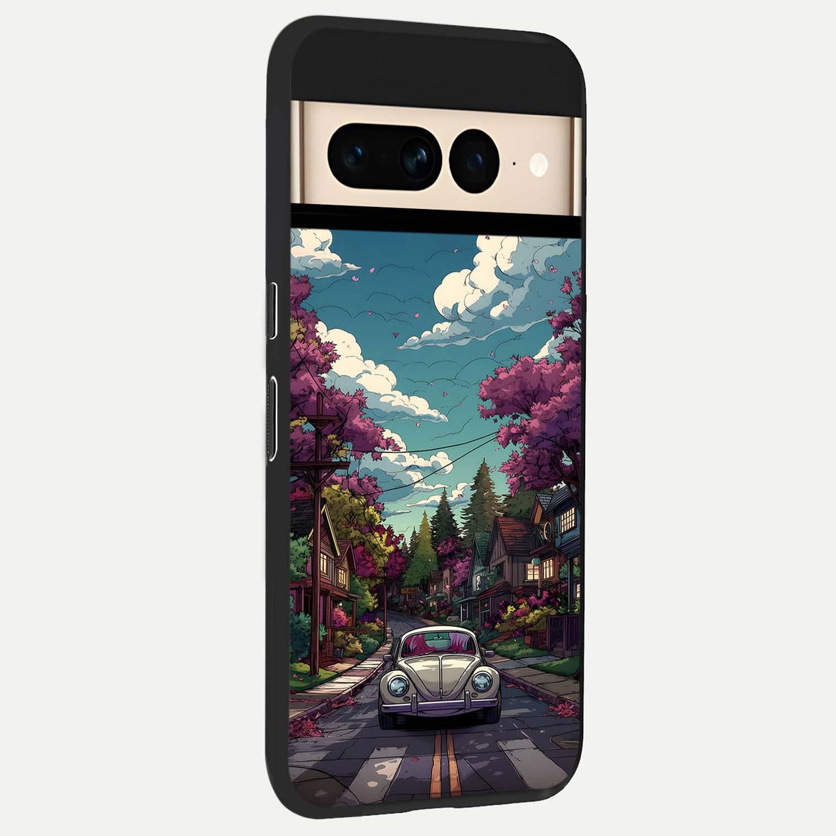  Vintage Street Drive back cover For Google Pixel 7 Pro slim fit glass case with vibrant aesthetic design