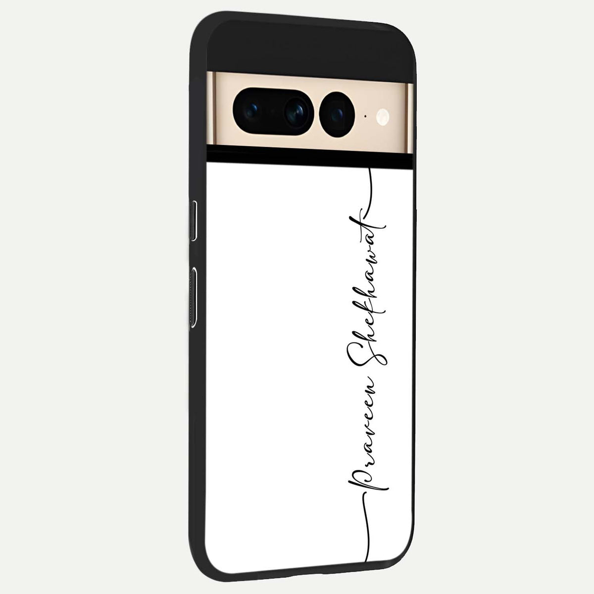  White Tune Custom Name back cover For Google Pixel 7 Pro slim fit personalized glass case with aesthetic design