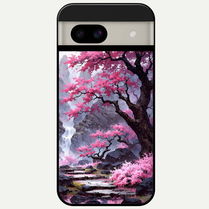  Pink Sunflower Glow Glass Case For Google Pixel 8A back cover – full design glossy printed glass finish