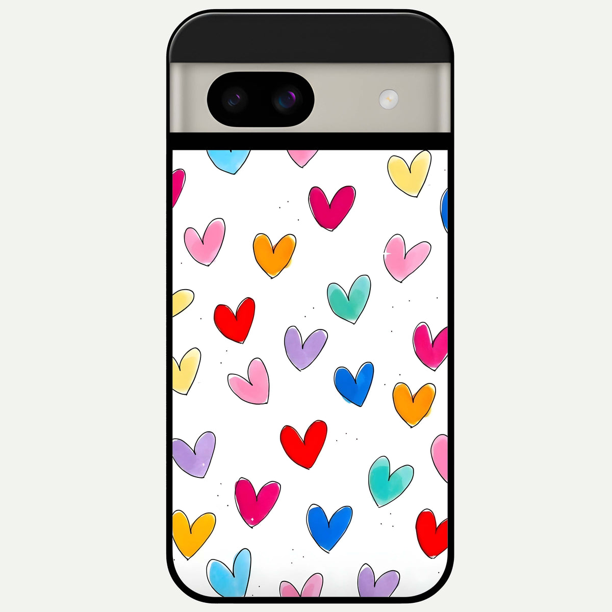  Playful Love Doodles Glass Case For Google Pixel 8A back cover – full design glossy printed glass finish