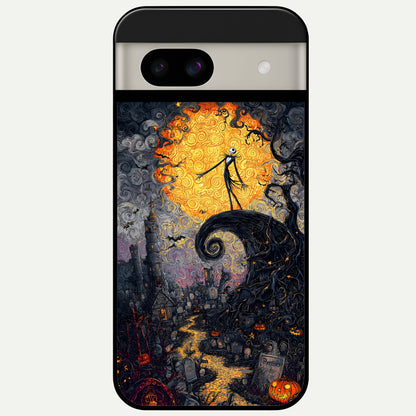  Pumpkin Moonlight Tale Glass Case For Google Pixel 8A back cover – full design glossy printed glass finish