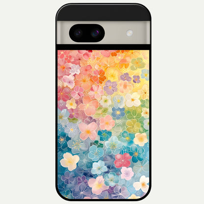  Rainbow Blossom Burst Glass Case For Google Pixel 8A back cover – full design glossy printed glass finish