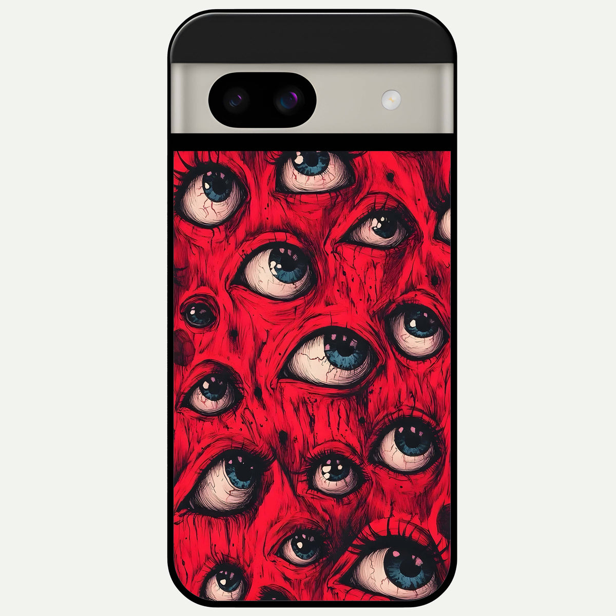  Red Eyes Pattern Glass Case For Google Pixel 8A back cover – full design glossy printed glass finish